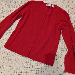 Red cardigan